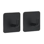 2 ganci in acciaio inox per cucina e bagno, portaoggetti dietro la porta, con adesivo, stile: quadrato nero