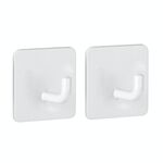 2 ganci in acciaio inox per cucina e bagno, portaoggetti dietro la porta, con adesivo, stile: quadrato bianco
