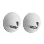 2 ganci in acciaio inox per cucina e bagno, portaoggetti dietro la porta, con adesivo, stile: argento rotondo