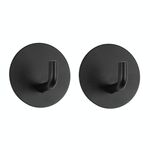 2 ganci in acciaio inox per cucina e bagno, portaoggetti dietro la porta, con adesivo, stile: rotondo nero