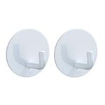 2 ganci in acciaio inox per cucina e bagno, portaoggetti dietro la porta, con adesivo, stile: rotondo bianco
