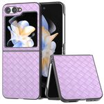 Per Samsung Galaxy Z Flip6 Custodia per telefono in PU con trama intrecciata e cornice nera (viola)