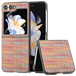 Per Samsung Galaxy Z Flip6 Custodia per telefono in PU con struttura a reticolo colorato con cornice nera (mandarino)