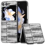 Per Samsung Galaxy Z Flip6 Custodia per telefono in PU con struttura a reticolo colorato con cornice nera (nera)
