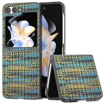Per Samsung Galaxy Z Flip6 Custodia per telefono in PU con struttura a reticolo di colore nero con cornice (oro)