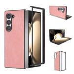 Custodia per telefono a copertura totale in pelle PU con cornice nera per Samsung Galaxy Z Fold6 (rosa)