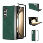 Custodia per telefono a copertura totale in pelle PU con cornice nera per Samsung Galaxy Z Fold6 (verde)