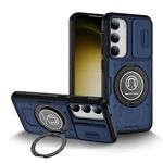 Per Samsung Galaxy S23 5G Custodia per telefono con supporto magnetico in TPU ibrido per PC scorrevole Camshield (blu scuro)