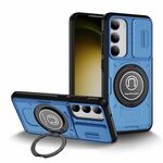 Custodia per telefono con supporto magnetico per PC ibrido TPU scorrevole Camshield per Samsung Galaxy S23 5G (blu cielo)