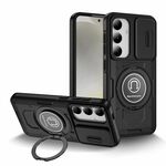 Custodia per telefono con supporto magnetico per PC ibrido TPU scorrevole Camshield per Samsung Galaxy S24 5G (nero)