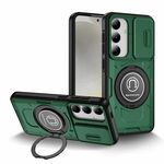Custodia per telefono con supporto magnetico per PC ibrido TPU scorrevole Camshield per Samsung Galaxy S23+ 5G (verde scuro)