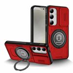 Custodia per telefono con supporto magnetico per PC ibrido TPU scorrevole Camshield per Samsung Galaxy S23+ 5G (rosso)