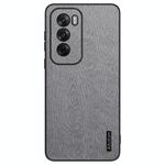 Per OPPO Reno12 Pro Custodia per telefono antiurto in pelle corteccia di albero globale (grigia)