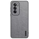 Per OPPO Reno12 Custodia per telefono antiurto in pelle corteccia di albero globale (grigia)
