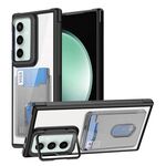 Per Samsung Galaxy S23 FE 5G Porta carte di credito Custodia per telefono in TPU ibrido acrilico (nero)