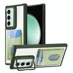 Per Samsung Galaxy S23 FE 5G Porta carte di credito Custodia per telefono in TPU ibrido acrilico (verde)
