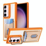 Per Samsung Galaxy S23+ 5G Porta carte di credito Custodia per telefono in TPU ibrido acrilico (arancione)