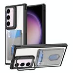Per Samsung Galaxy S23+ 5G Porta carte di credito Custodia per telefono in TPU ibrido acrilico (nero)