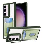 Per Samsung Galaxy S23+ 5G Porta carte di credito Custodia per telefono in TPU ibrido acrilico (verde)