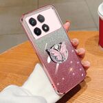 Per Redmi K70 / K70 Pro Custodia per telefono in TPU con supporto a farfalla con glitter sfumato placcato (rosa)