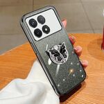 Custodia per telefono in TPU con supporto a farfalla con glitter sfumato placcato per Redmi K70 / K70 Pro (nero)