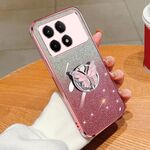 Custodia per telefono in TPU con supporto a farfalla con glitter sfumato placcato per Redmi K70E (rosa)