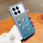 Per Redmi K70E Custodia per telefono in TPU con supporto a farfalla con glitter sfumato placcato (Sierra Blue)
