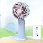 Ventilatore portatile con supporto per telefono cellulare portatile con ricarica USB da tavolo, piccolo ventilatore portatile (blu)
