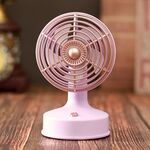 Ventilatore piccolo con ricarica USB da tavolo retrò Ventola ad angolo regolabile di 90 gradi (viola)