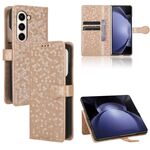 Custodia per telefono in pelle con texture a nido d'ape per Samsung Galaxy Z Fold6 5G (oro)