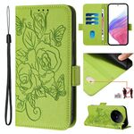 Custodia per telefono antifurto in pelle RFID rosa goffrata per vivo X100 Pro 5G (verde)