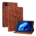 Custodia per tablet in pelle goffrata Giglio per Itel Pad One 10.1 (marrone)