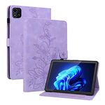 Custodia per tablet in pelle goffrata Giglio per Itel Pad One 10.1 (viola)
