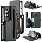 Per Samsung Galaxy Z Fold6 5G CaseMe C22 PC + TPU Business Style RFID Custodia in pelle antifurto con cordino con slot per penna (Nero)