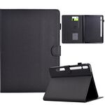 Custodia in pelle Smart Tablet con struttura in fibra di colore solido per Samsung Galaxy Tab S7 / S8 (nera)