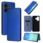 Per Redmi 13 4G Custodia per cellulare in pelle con texture in fibra di carbonio (blu)