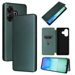 Per Redmi 13 4G Custodia per cellulare in pelle con texture in fibra di carbonio (verde)