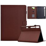 Per Lenovo Tab P12 Custodia in pelle Smart Tablet con struttura in fibra di colore solido (marrone)