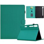 Per Lenovo Tab P12 Custodia in pelle Smart Tablet con struttura in fibra di colore solido (verde lago)