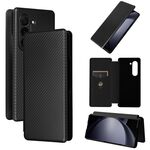 Per Samsung Galaxy Z Fold6 Custodia per cellulare in pelle con texture in fibra di carbonio (nera)