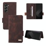 Custodia per telefono in pelle con chiusura magnetica per Samsung Galaxy Z Fold6 (marrone)