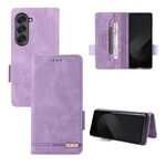 Per Samsung Galaxy Z Fold6 Custodia in pelle con chiusura magnetica (viola)