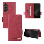 Custodia per telefono in pelle con chiusura magnetica per Samsung Galaxy Z Fold6 (rossa)