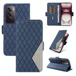 Per OPPO Reno12 Pro 5G Custodia per telefono in pelle globale a reticolo rombico bicolore globale (blu)