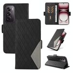 Per OPPO Reno12 Pro 5G Custodia per telefono in pelle con reticolo rombico bicolore globale (nera)