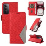 Per OPPO Reno12 Pro 5G Custodia per telefono in pelle globale a reticolo rombico bicolore globale (rossa)