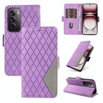 Per OPPO Reno12 Pro 5G Custodia per cellulare in pelle con reticolo rombico bicolore globale (viola)