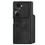 Custodia per telefono in pelle con design scorrevole per fotocamera Samsung Galaxy Z Fold6 5G NILLKIN QIN Series Pro (nero)