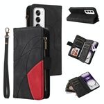Per OPPO Reno12 5G Global Dual-color 9 slot per schede Custodia per telefono in pelle con cerniera a portafoglio (nero)