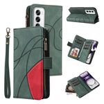 Per OPPO Reno12 5G Global Dual-color 9 slot per schede Custodia per telefono in pelle con cerniera a portafoglio (verde)